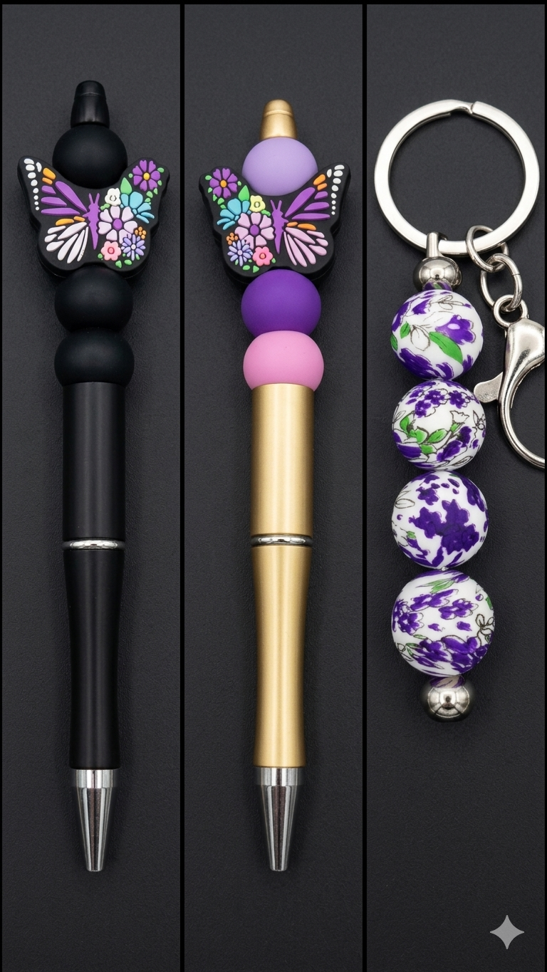Purple Butterfly Bead Set
